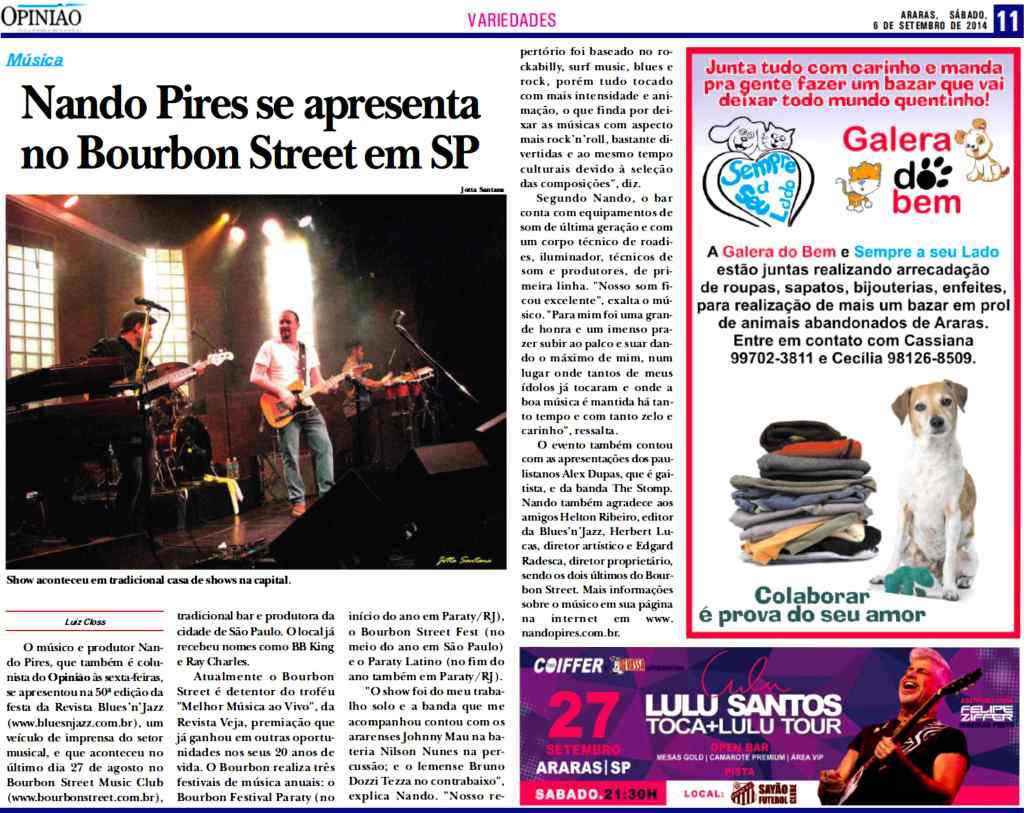 Nando Pires se apresenta no Bourbon Street em SP - Formato Horizontal - NP